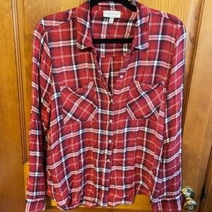 Lucky Brand Red Plaid Button Down Shirt
